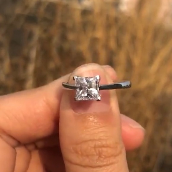 Jewelry - Sterling Silver 2 Carat Princess Cut Engagement Ring